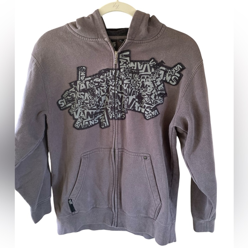 Boys Vans Graphic Hoodie Size Large Skate Streetwear Zipped Sweatshirt